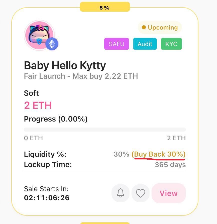 💓1-3

🚀 The #PinkSale Platform has just added a feature to the Fairlaunch pre-sale that is a buyback option. 

The #buyback function is an optional feature that allows project owners to use part of the funds raised to repurchase project tokens and burn them.