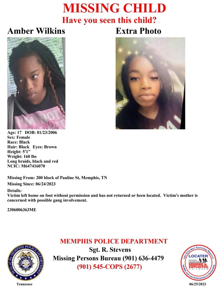 Have you seen Amber Wilkins?
Report #2306006363ME