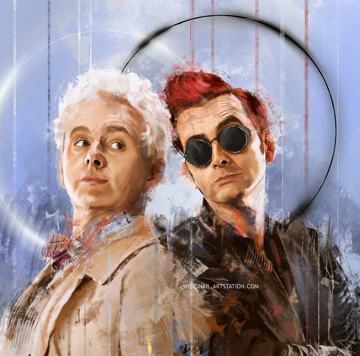 I have to keep busy while I wait for season 2 <;

#Aziraphale #Crowley #MichaelSheen #DavidTennant #GoodOmens #GO #GoodOmens2 #GO2 #Wisesnail #Portrait #IneffableHusbands