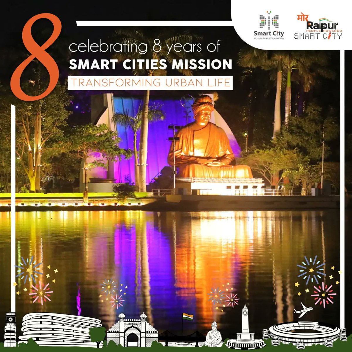 RaipurSmartCity's tweet photo. Celebrating 8 years of Smart City mission.
@SmartCities_HUA
@UrbanCGOfficial
@HardeepSPuri
@mp_kaushal
@Secretary_MoHUA
@JSecretary_SCM
@AijazDhebar
@UrbanCGOfficial
@DPRChhattisgarh
#8Years #SmartCity #AmritUtsav #iloveraipur #MorRaipur #SmartCityRaipur #Chhattisgarh https://t.co/KhD1hzB361