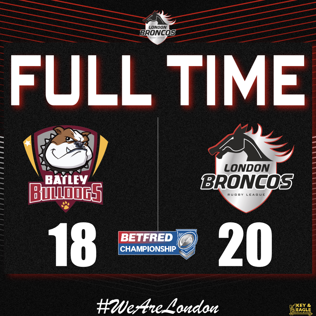 FULL TIME!!  

They've done it! Despite relentless pressure from Batley in the second half, London stood firm and shut down their attacks. A well deserved win!!

Tries: Parata, Macani, B. Leyland. Conversions: O.Leyland (3), Penalties: O.Leyland (1)

#WeAreLondon 🏉