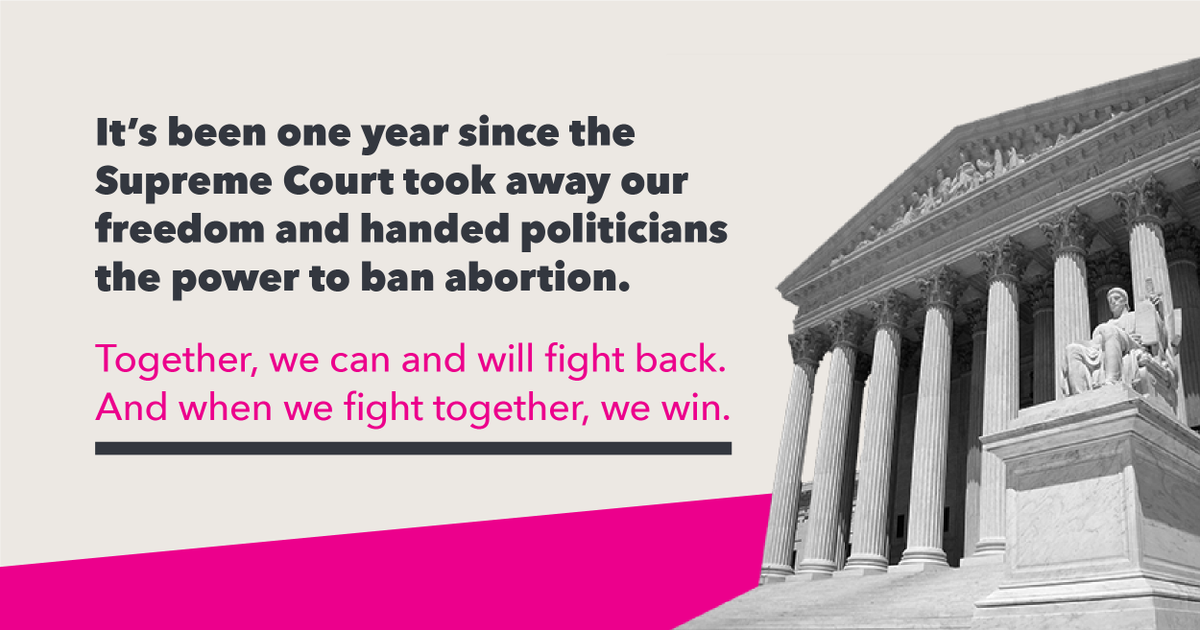 PPact's tweet image. Last year, we were robbed of our right to access abortion, but our opponents are no match for the will of the American people.

When we fight, we win. We’ve already secured major victories at the ballot box and in state legislatures, and we’re just getting started. #BansOff