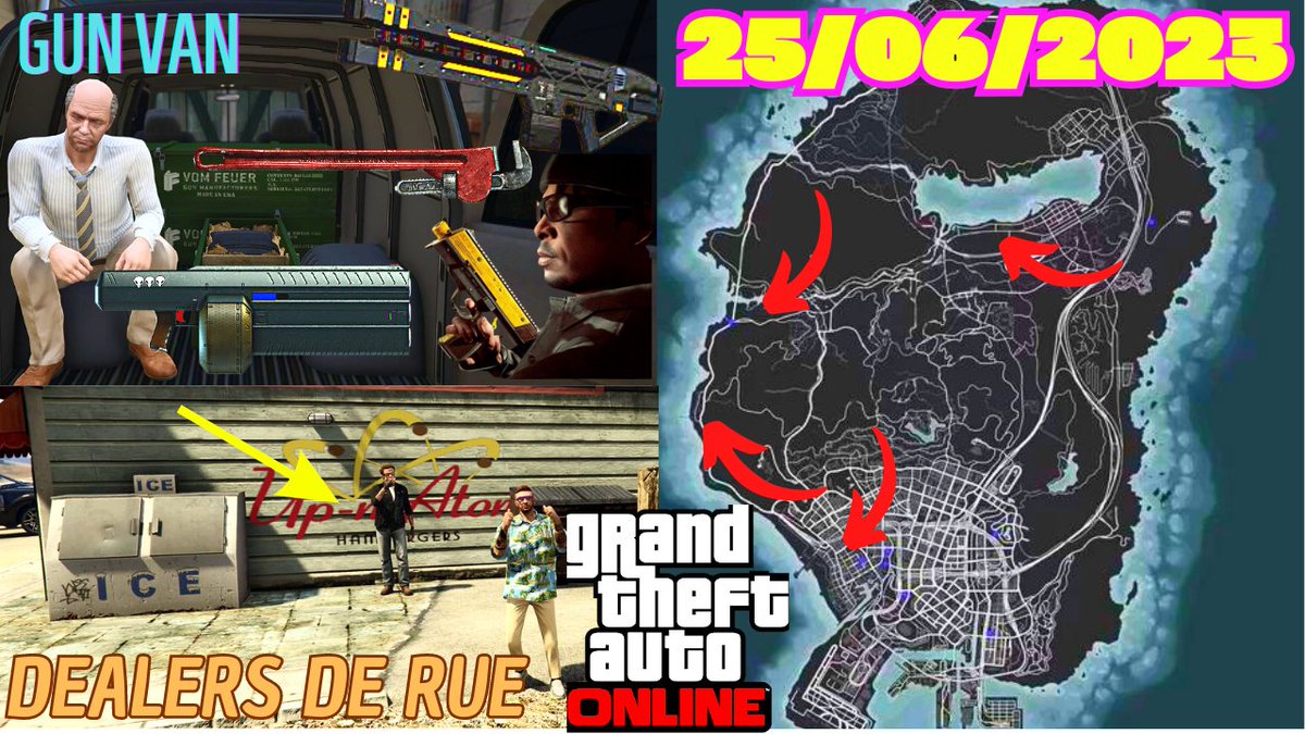 GMDYLANOfficiel's tweet photo. EMPLACEMENTS GUN VAN + DEALERS DE RUE 25/06/2023 GTA ONLINE

https://t.co/c0lO142u0R

#GTAV #GTAOnline #RockstarGames 

ABONNEZ-VOUS @GMDYLANOfficiel https://t.co/OoYUgiIkm7