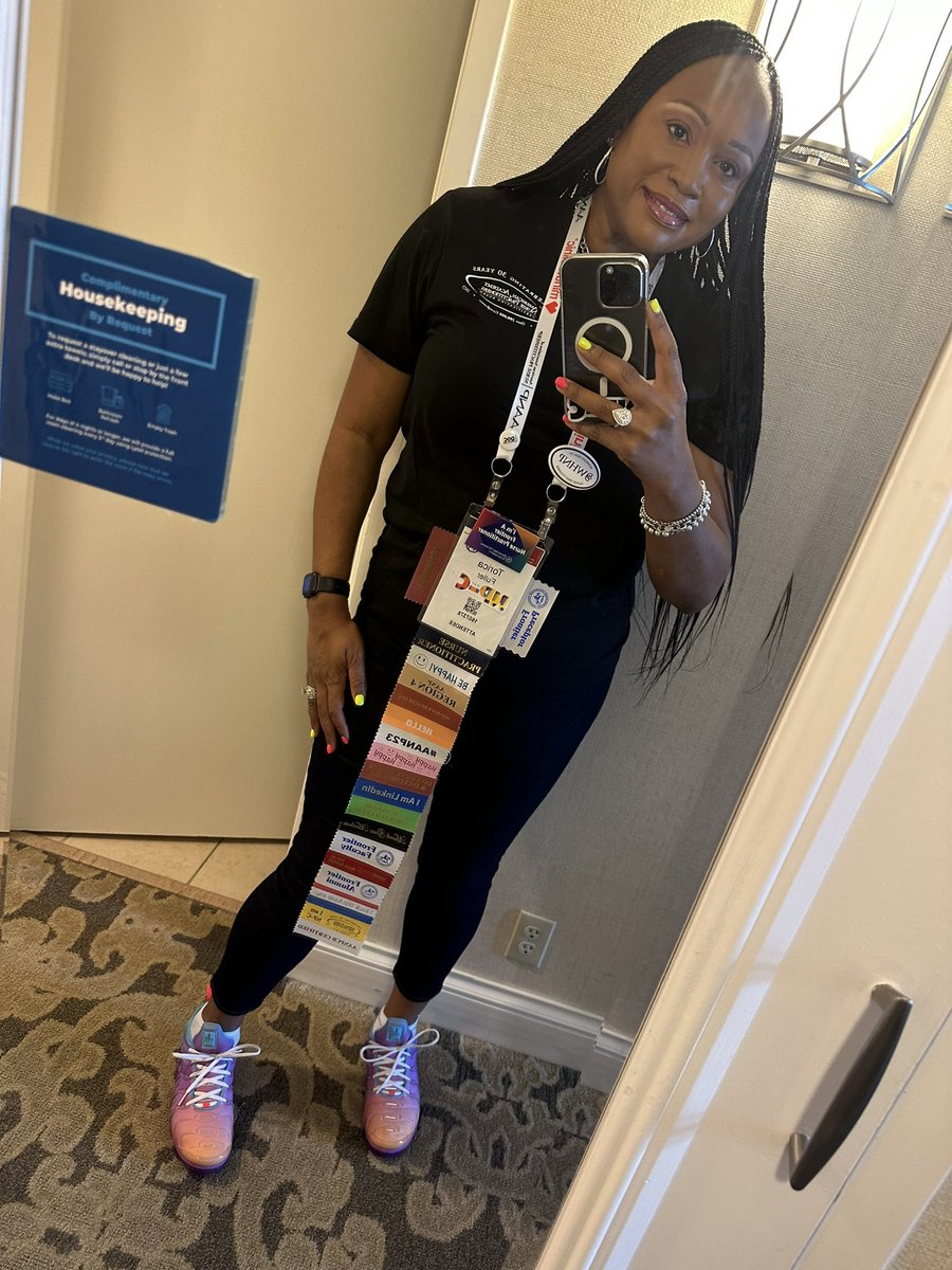 FullerTorica's tweet photo. Excellent AANP Conference!!!! It is the RIBBONS for ME!!!! #LoveIT #AANP23 #NPsLead #FNP #WHNP #AANP #ANCC #FrontierNursing #Faculty #Preceptor #Alumni 😁😁👩🏽‍⚕️👩🏽‍⚕️🩺🩺 https://t.co/Y5wqTYxKX6
