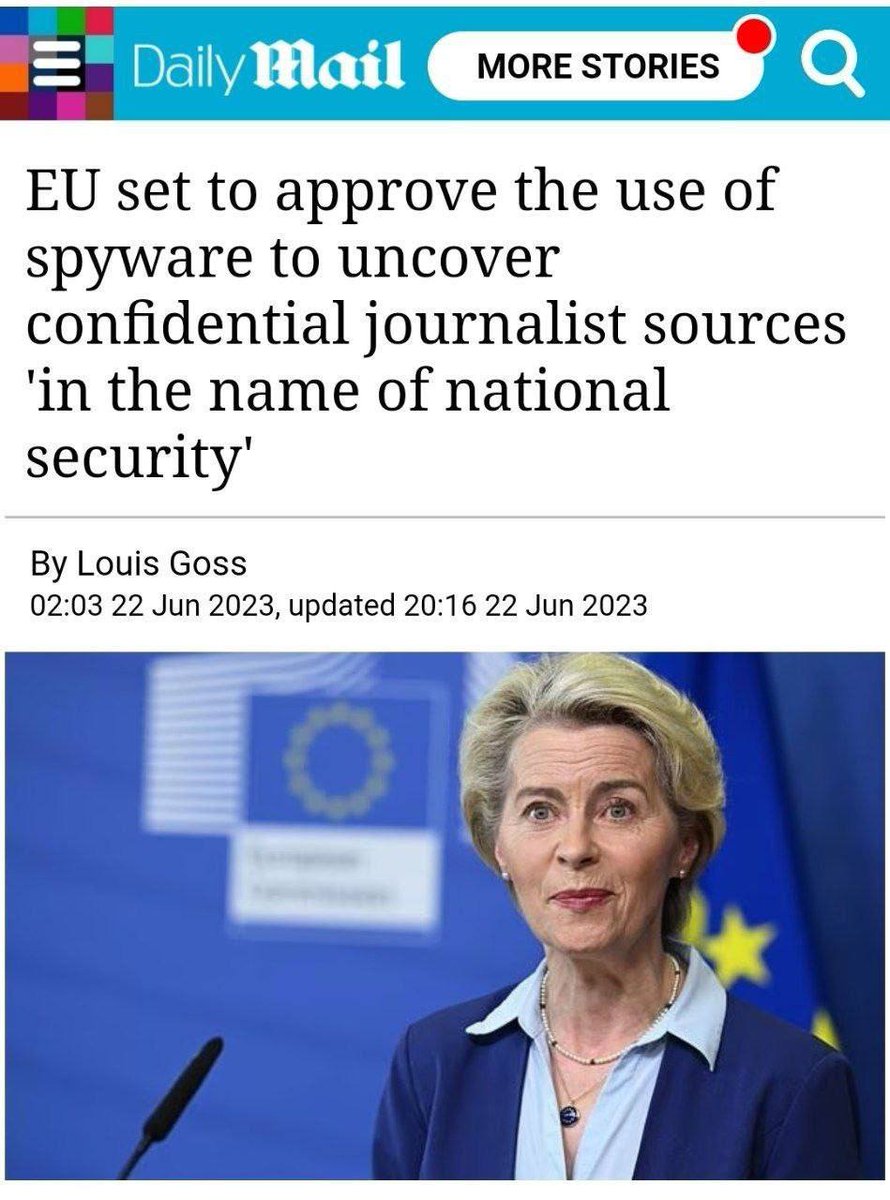 In the West, they continue to carefully roll up the foundations of Western-style democracy. The EU is preparing to approve the use of spyware to reveal secret sources of journalists in the name of national security, the Daily Mail reports.