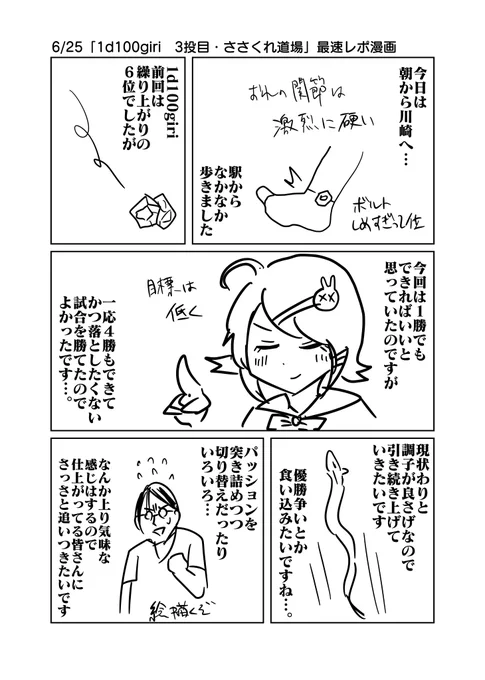 6/25「1d100giri 3投目・ささくれ道場」最速レポ漫画 #1d100giri