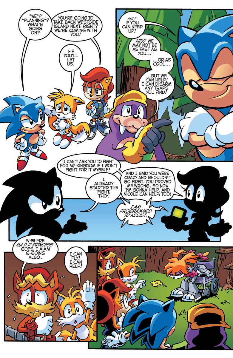 Bunnie & friends spot Sonic coming back which make Sally happy and so, he explain his adventure to them with Antoine finding horrible and King Nigel question it. Bunnie & friends wave back to him after Sally was cheeky to him and so, they gonna help Sonic with a plan. STH#288