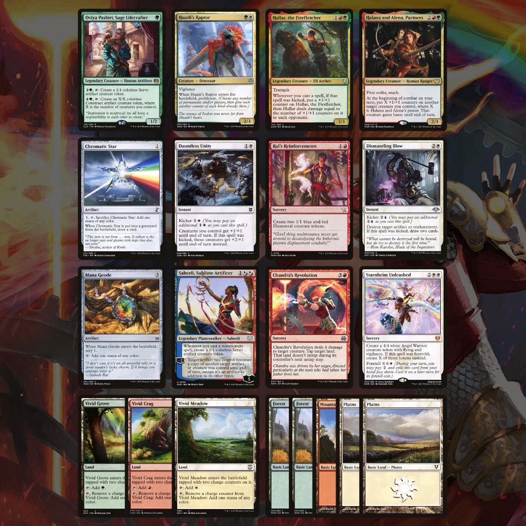 mtgjumpstarter's tweet photo. New custom Jumpstart pack for #Pride! I co-designed this one with my teenage nonbinary kid—they made the conceptual/thematic decisions and I made the mechanical ones. Couldn’t fit all the characters in we wanted to but happy with the result! #MagicTheGathering https://t.co/NPyyD0nUvN