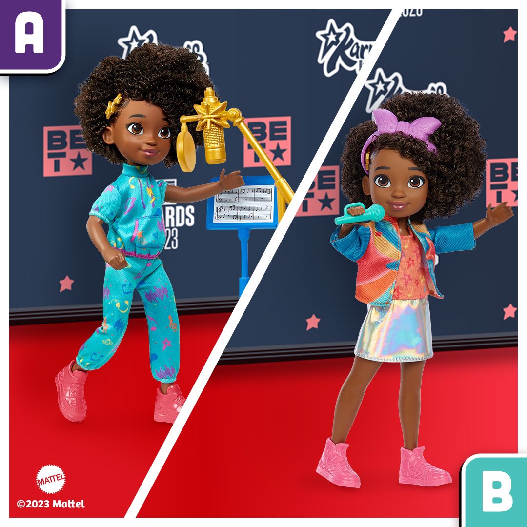 KarmasWorldHQ's tweet image. Which look do you think Karma should rock during tonight’s @BET Awards? Option A or Option B?
#HipHop
#BET
#WhereBlackCultureLives
#BETAwards
#CulturesBiggestNight
#Mattel
#KidsToy
#Music
