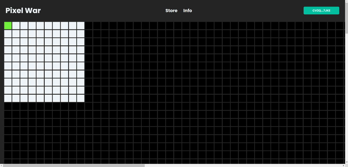 Before releasing Tiny DnD we want to release soon Pixel War game. 

Pixel War game is a grid of 100 x 100 Nodes. Each Node is an NFT. If you are a holder of a Node, you can modify the color and the message of the Node to create a community mural. #Algorand #AlgoNFT #algofam