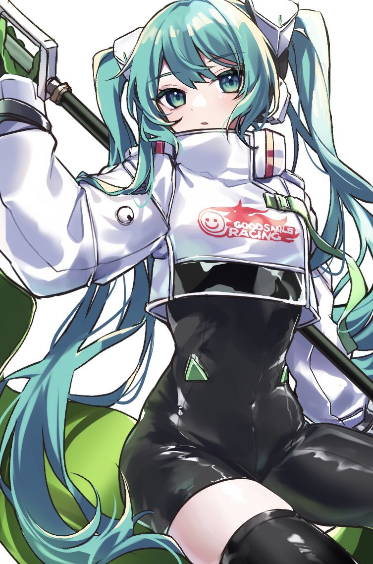 Hatsune Miku Racing Miku 1girl Solo Long Hair Bodysuit Twintails Black