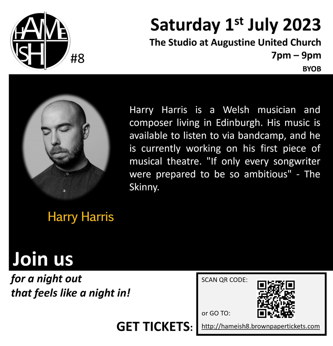 Hame-ish 8 is less than a week away now! For the first time this season, we welcome @CmonHarris back. Check out his bio below then snap up a ticket...