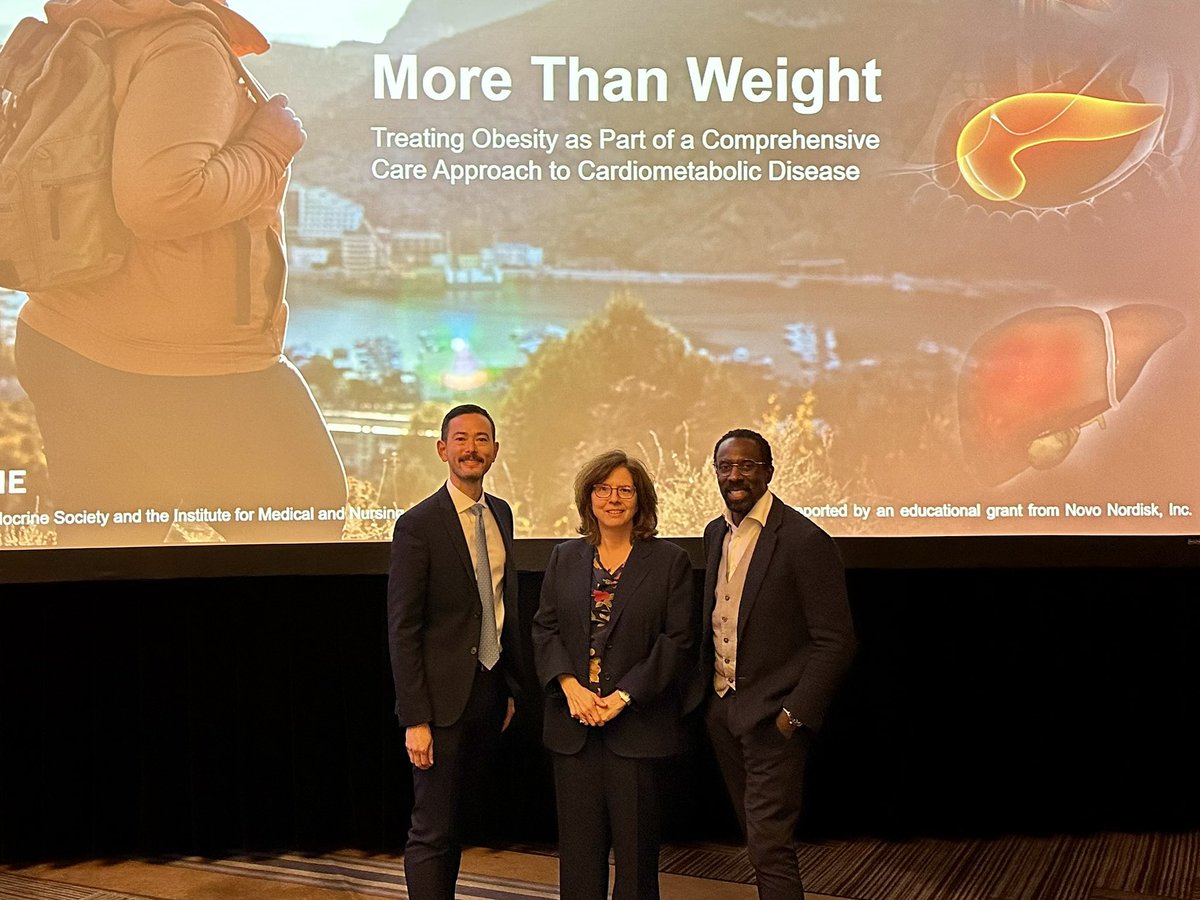 We treat #obesity to improve health and quality of life - it’s not about #WeightLoss. Honored to speak on patient-centered #ObesityCare with Domenica Rubino and <a href="/seanwharton/">sean wharton</a> at this symposium at #ADA2023. Thanks for coming <a href="/ConscienHealth/">Ted Kyle</a>! <a href="/ADA_DiabetesPro/">American Diabetes Association - DiabetesPro</a>