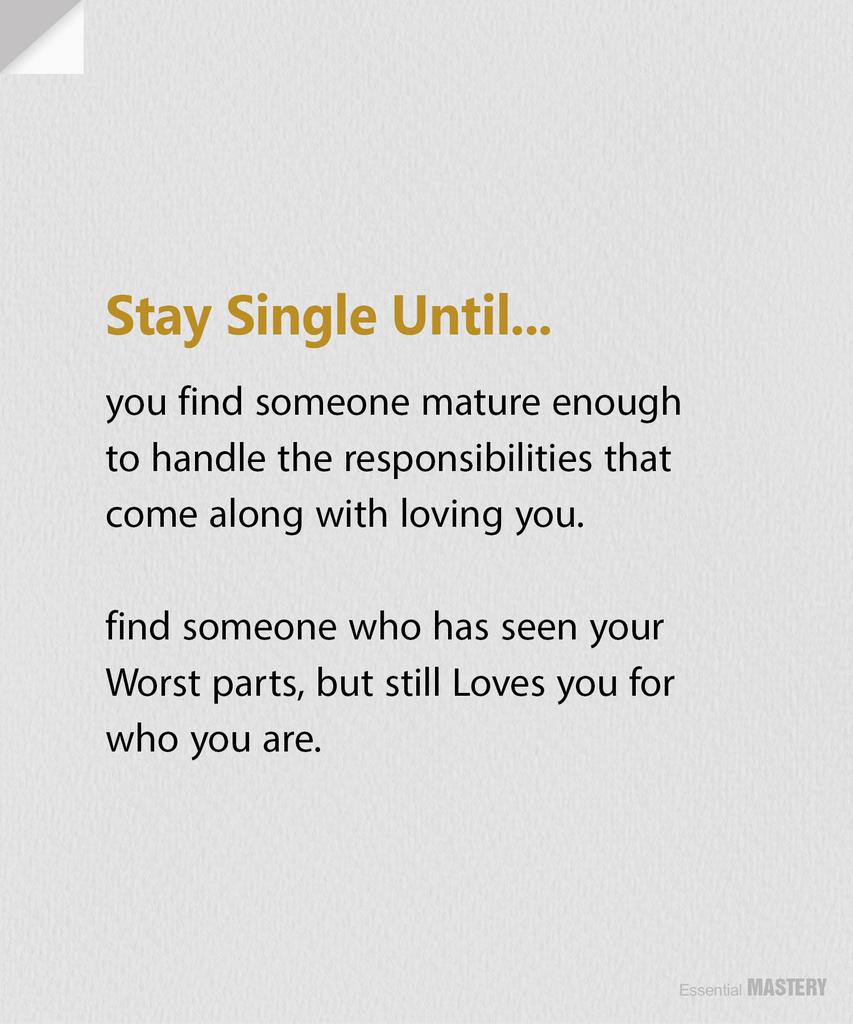 If You Are Single, Read This...

1.