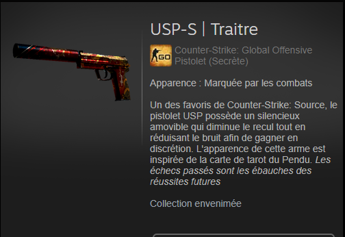 malekCSGO's tweet photo. petit giveaway USP TRAITOR, tirage 2/07.

condition RT + envoie ta trade. https://t.co/VT1EeIWnt3
