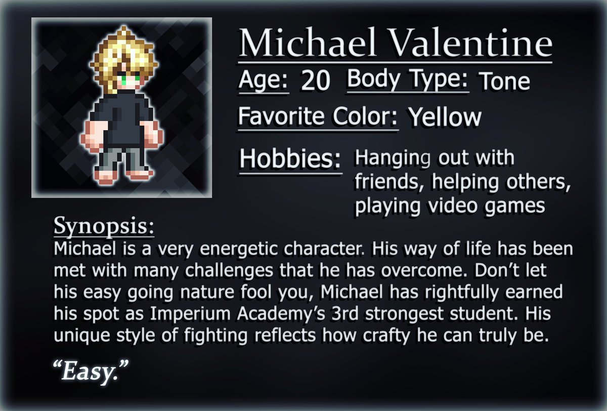 Information on our second main character, Michael is now here! #pixelart #gamedevelopment #Infraxis #screenshotsaturday