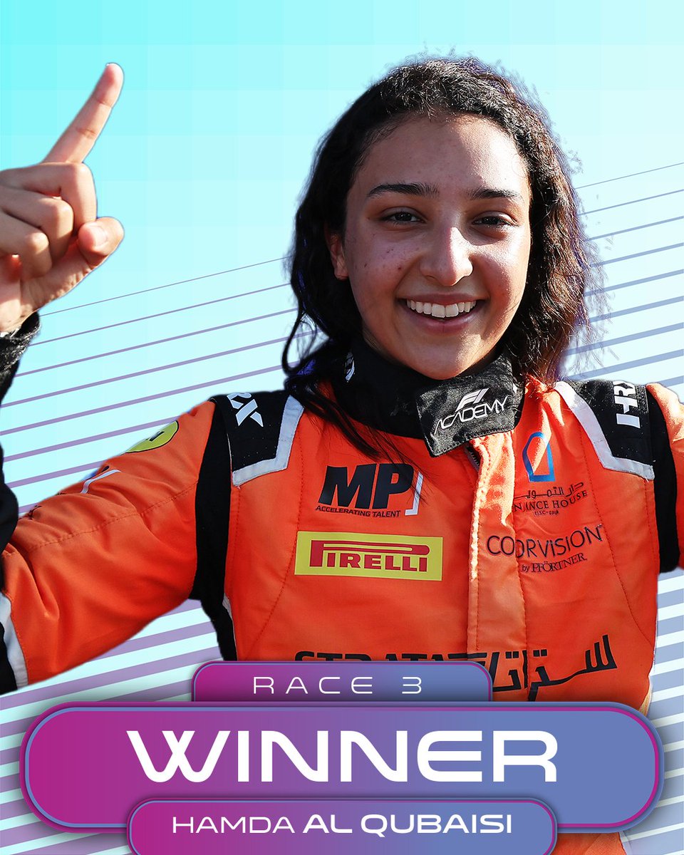 Another WIN in the books for H. Al Qubaisi, and her second win of the weekend! #F1Academy