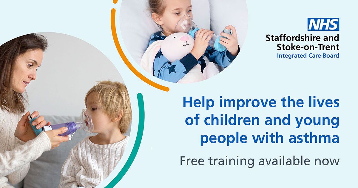 StaffsStokeICB's tweet photo. Do you come into contact with children and young people in your job? You can now get NHS-approved training to improve your knowledge and help you support children and young people with asthma in the best way possible. Visit: https://t.co/pYKDkuR9mq https://t.co/skh12nJs0K