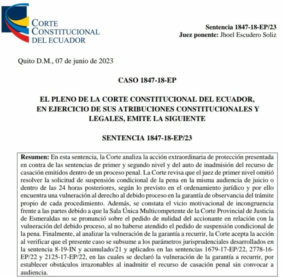 ChristianRocaY's tweet photo. Ya leyeron el fallo de la Corte Constitucional en MATERIA PENAL, analiza IMPORTANTES derechos como:

🔹Trámite propio de cada procedimiento
🔹Suspensión Condicional de la Pena
🔹Incongruencia frente a las partes
🔹Requisitos de la sentencia
🔹Derecho a recurrir

¡MUY ÚTIL! 👌 https://t.co/cI2iWmGH6c