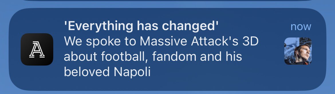 Unexpected push notification from <a href="/TheAthletic/">The Athletic</a> - 3D talking about football will most certainly get an immediate read from me.