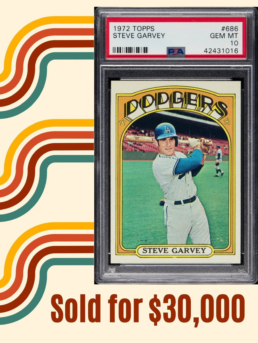 Heritage Auctions Sports on X: Huge number last night for this 1972 Topps Steve  Garvey, the pop nine PSA 10 sold for $30,000!  / X