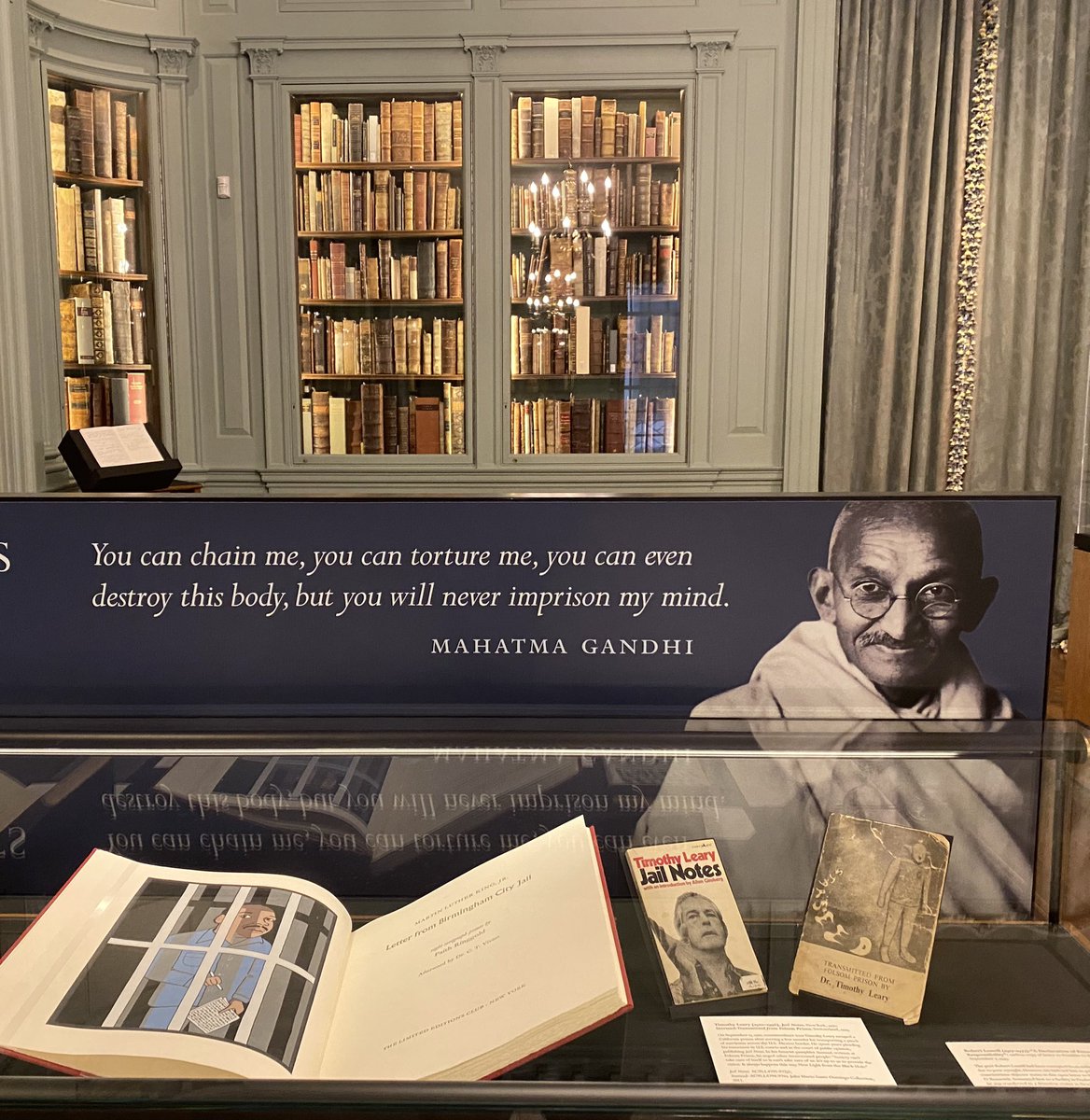 StephKimbro's tweet photo. Some photos from “Prison Writing Through the Ages,” a fascinating exhibit at the @HoughtonLib by @HarvardLibrary 

The exhibit includes books by political prisoners &amp; writers imprisoned for covering topics and ideas banned during their lifetimes. #books #rarebooks #bookhistory https://t.co/slx06zpqtJ