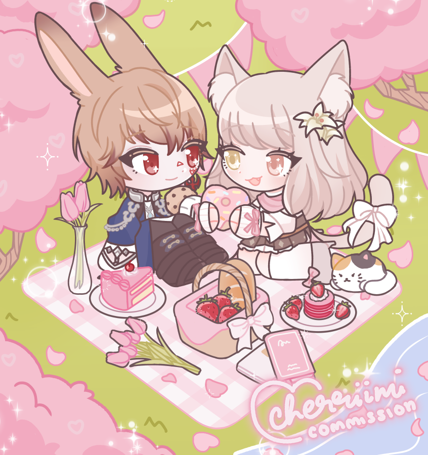 「spring picnic  thank you!」|𝙖𝙧𝙞𝙨𝙖 🐱🍒 cf16 G27-28のイラスト