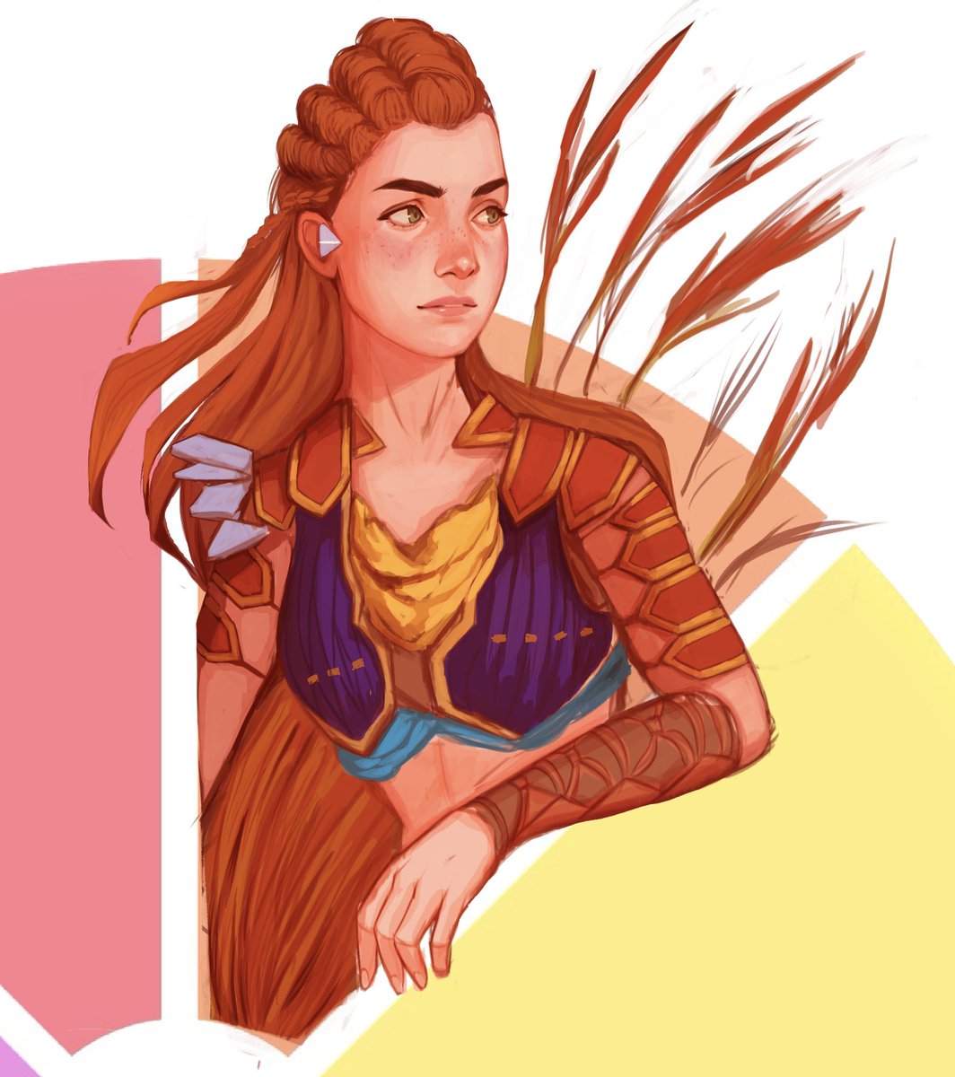 Cannot believe I actually forgot to post this here *facepalm* This is Aloy for my orange wheel :)

I’m currently rendering the purple and it’s downright kicking my ass.

#artchallenge