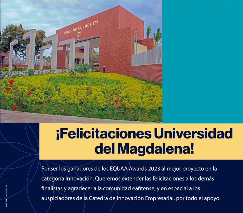 Ing Pablo Vera. Phd (@pverasalazar) on Twitter photo <a href="/Unimagdalena/">Universidad del Magdalena</a> ganó dos premios en los EQUAA Awards 2023.
Nuestros programas de Talento Magdalena y Conexión Global Incluyente y Diversa fueron exaltados en las categorías de Innovación e Internacionalización frente a 70 instituciones participantes.
#OrgulloInternacional <a href="/Unimagdalena/">Universidad del Magdalena</a> ganó dos premios en los EQUAA Awards 2023.
Nuestros programas de Talento Magdalena y Conexión Global Incluyente y Diversa fueron exaltados en las categorías de Innovación e Internacionalización frente a 70 instituciones participantes.
#OrgulloInternacional