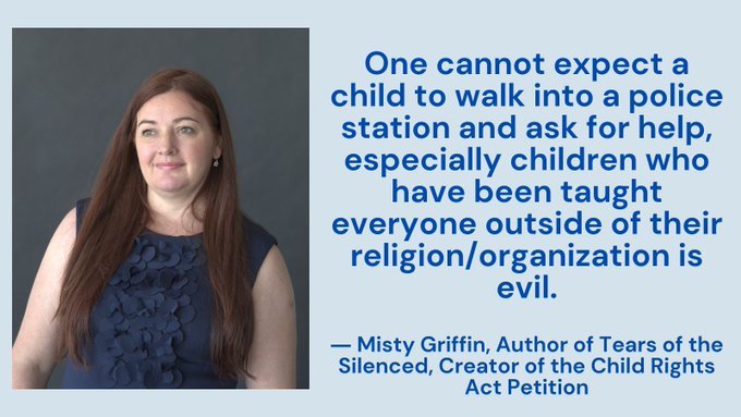 Many strict religions forbid reporting child abuse and will ostracize anyone who does report. How then do we expect abused children in strict religions/cults to get help? 

Sign the Child Rights Act Petition! change.org/ChildRightsAct 

 #VoteBlue #wtpBLUE