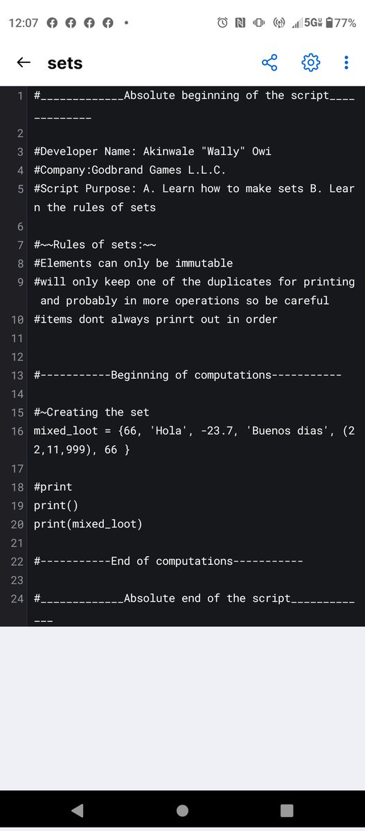 WallyOwi30's tweet image. Python 3: Do you have a good real world example using a set?
#python3 #pythonsets