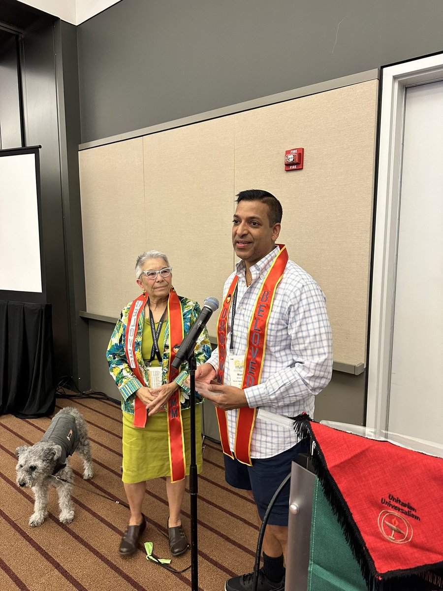 DRUUMMJTW's tweet image. Rev. Manish Mishra-Marzetti receiving the 2023 Melvin A Hoover Beloved Community Award at our DRUUMM Annual Meeting. ❤️ 

#service #Solidarity #UUAGA #lifetime