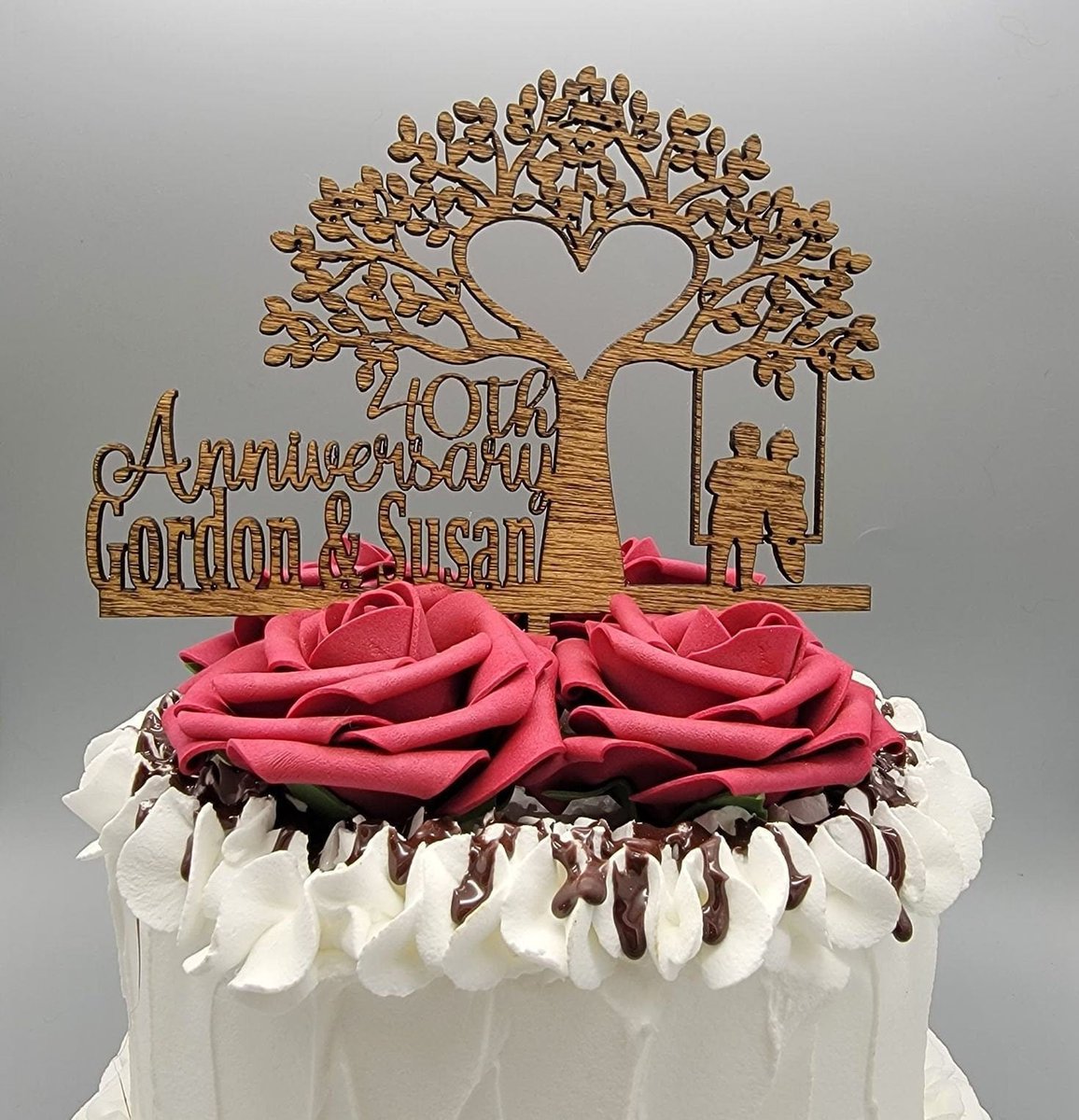 #etsy shop: 15th Anniversary cake topper, 10th Anniversary Cake Topper, 25th Anniversary Cake Topper, 35th Anniversary Cake Topper, Keepsake plaque etsy.me/3XnPlS2 #anniversarytopper #25thanniversary #silveranniversary #treeheart #coupleanniversary #goldenanniv