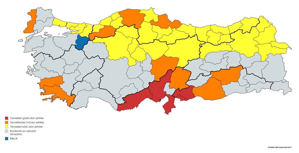 Bir sosyal medya kullanıcısının paylaştığı ‘Türkiye Lezzet Haritası’ tartışmalara sebep oldu.