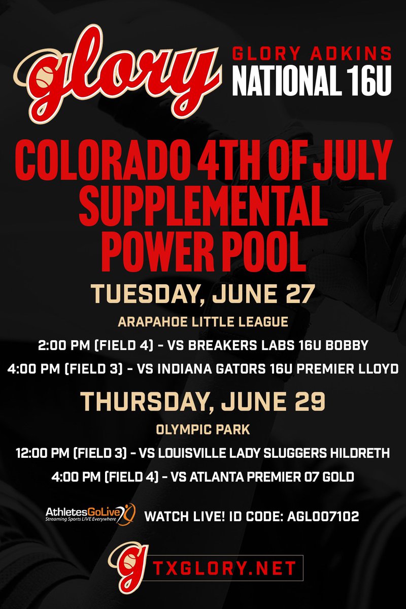 Heading to Colorado, come check us out! <a href="/glorynation16u/">GloryAdkinsGold</a>