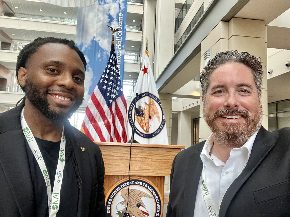 Dr. Charleson Bell and I are here at the <a href="/uspto/">USPTO</a> representing <a href="/VanderbiltU/">Vanderbilt University</a> on the first day of the #NAI2023 Annual Meeting… getting inspired by all of the renowned innovators we are meeting!