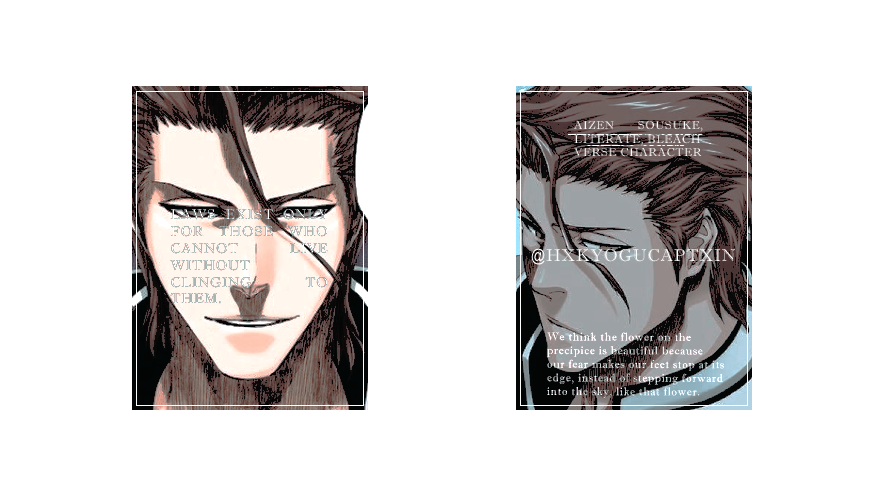 ㅤㅤㅤㅤㅤ⤿   𝐇𝐀𝐃𝐎 𝟗𝟗 ࿔

ㅤㅤㅤㅤ𓇡 BLEACH RP ❜
ㅤㅤㅤㅤㅤㅤㅤㅤ𓇡 Extensión variable ❜
ㅤㅤㅤㅤ𓇡 Menciones / TL / DM ❜
ㅤㅤㅤㅤㅤㅤㅤㅤ𓇡 Sólo español ❜

ㅤㅤㅤㅤㅤ⨾ ɾt + ƒᥲʋ 
ㅤㅤㅤㅤㅤ ┉━━━━━┉