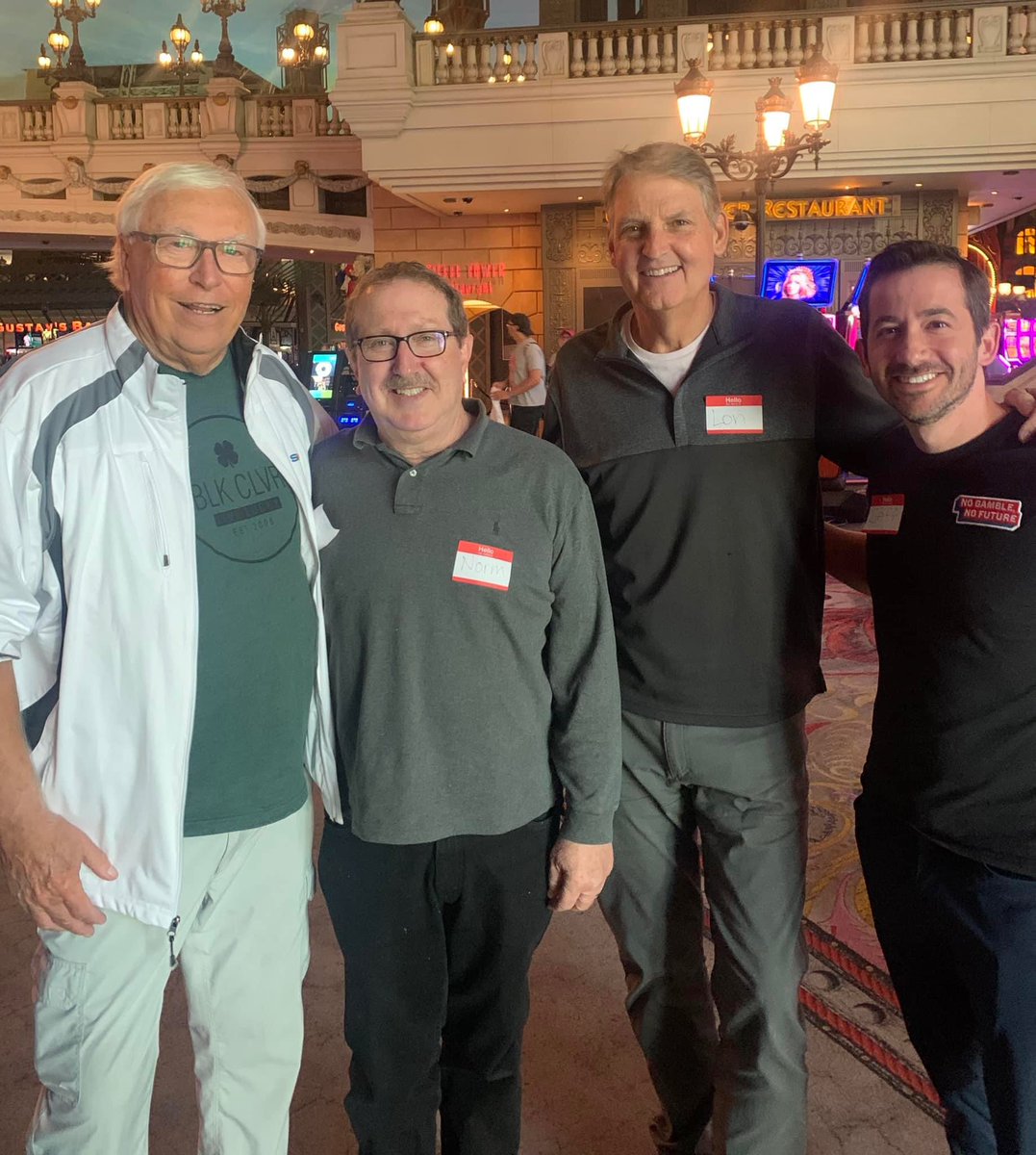 My dad with Norman Chad, Lon Mceachern and Jeff Platt before the Salute to Warriors. Good luck to all the contest winners!!! I hope to see a few of you at the final table. <a href="/WSOP/">WSOP - World Series of Poker</a> <a href="/NormanChad/">Norman Chad</a> <a href="/lonmceachern/">Lon McEachern</a> <a href="/jeffplatt/">Jeff Platt</a>