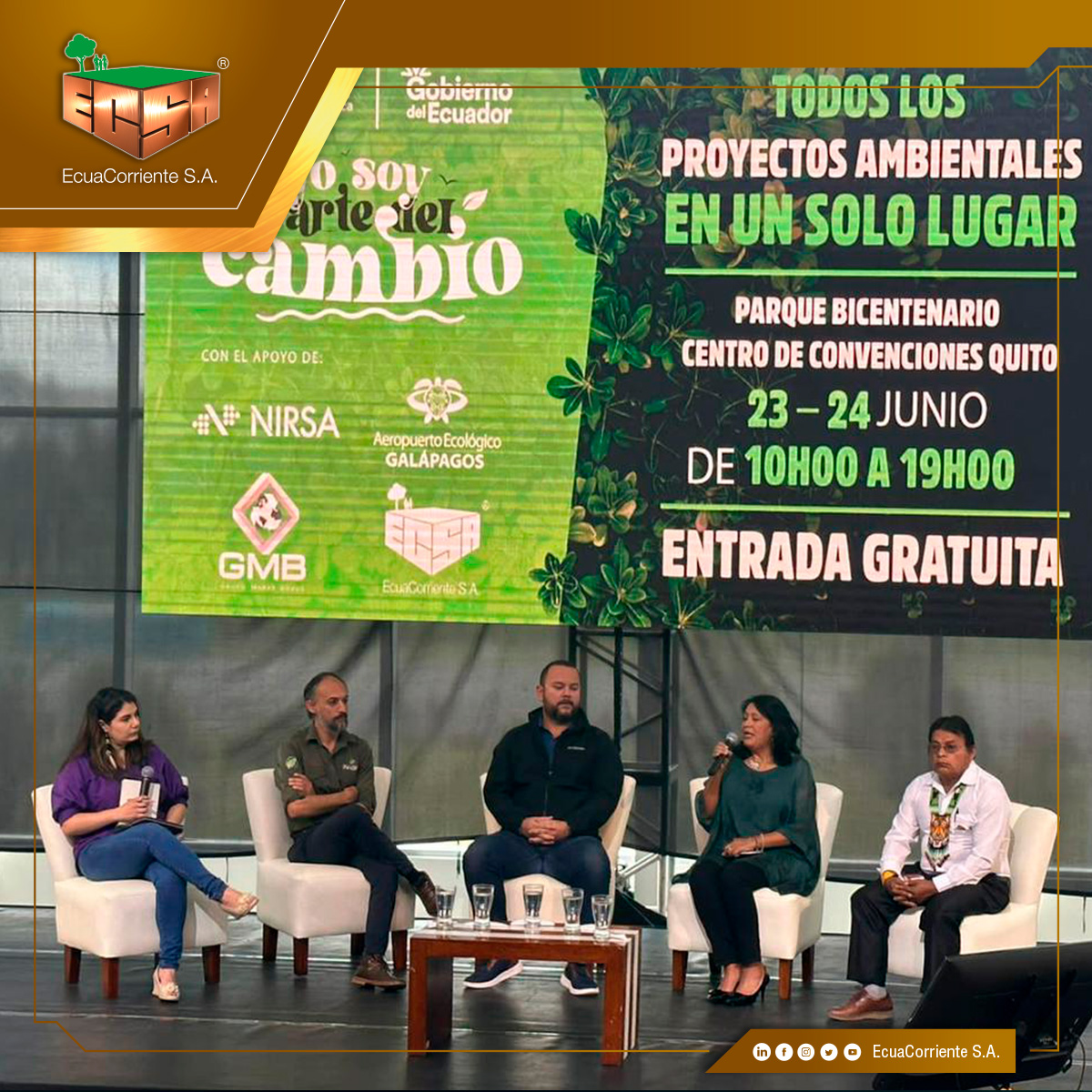 EcuaCorrienteSA's tweet photo. La sostenibilidad y la industria minera fue el tema que abordó la ingeniera Vilma Pazmiño, Gerente de Gestión Ambiental de ECSA, en el conversatorio  desarrollado en el marco del evento: "Pacto Nacional por la Sostenibilidad, un cambio positivo para nuestro planeta". 👷🏻‍♀️👷🏻 https://t.co/LzMuRrBjdR