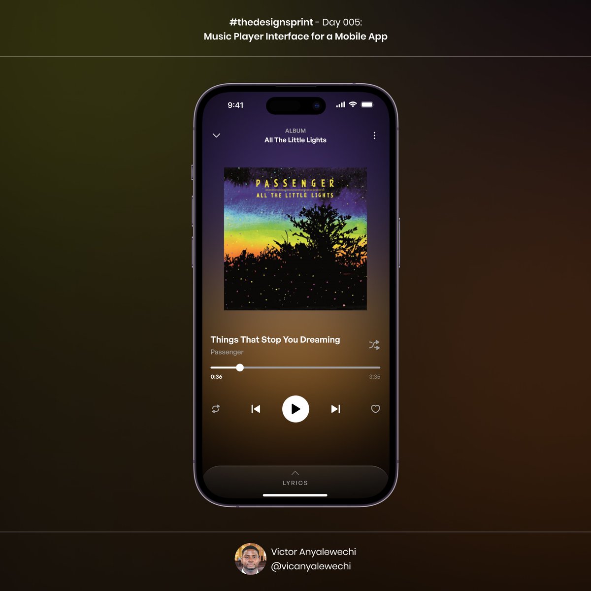 Day 05

Music Player Interface For A Mobile App

#thedesignsprint #designchallenge #figma #uidesign
#interfacedesign