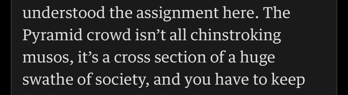 Looking at the BBC TV coverage of #glastonbury this is possibly the most ridiculously untrue statement ever made in the⁦⁦⁦<a href="/guardian/">The Guardian</a>⁩
