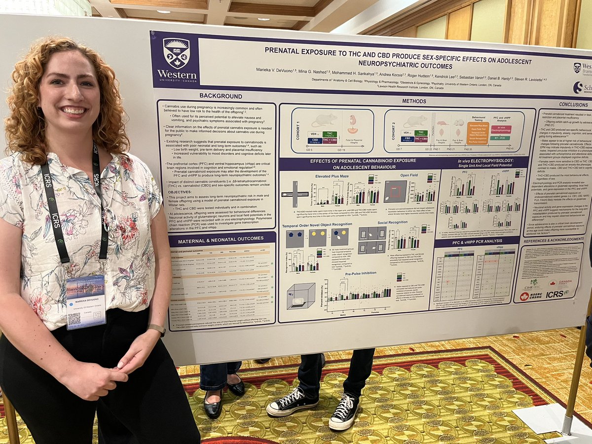 Congrats to <a href="/MarDeVPhD/">Marieka DeVuono, PhD</a> on a comprehensive #ICRS2023 poster on sex-specific outcomes of prenatal cannabinoids on neuropsychiatric outcomes with <a href="/MH_Sarikahya/">Mohammed Sarikahya, PhD.</a> <a href="/bauhaus242/">𝔻𝕣. 𝕊𝕥𝕖𝕧𝕖𝕟 𝕃𝕒𝕧𝕚𝕠𝕝𝕖𝕥𝕥𝕖 🍁🍁🍁</a>