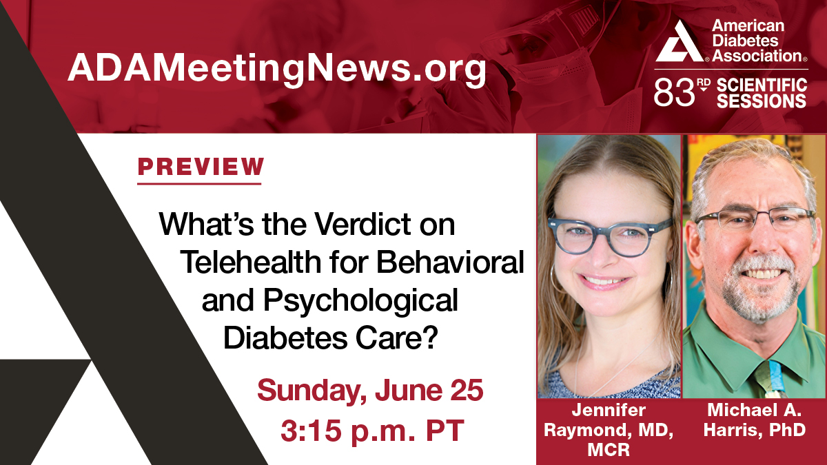 Sunday afternoon at #ADA2023: A debate will weigh the use of telehealth technology for behavioral and psychological diabetes care. Read a preview in ADA Meeting News: bit.ly/3pcBrWt <a href="/kidspedpsych/">Michael Harris</a>