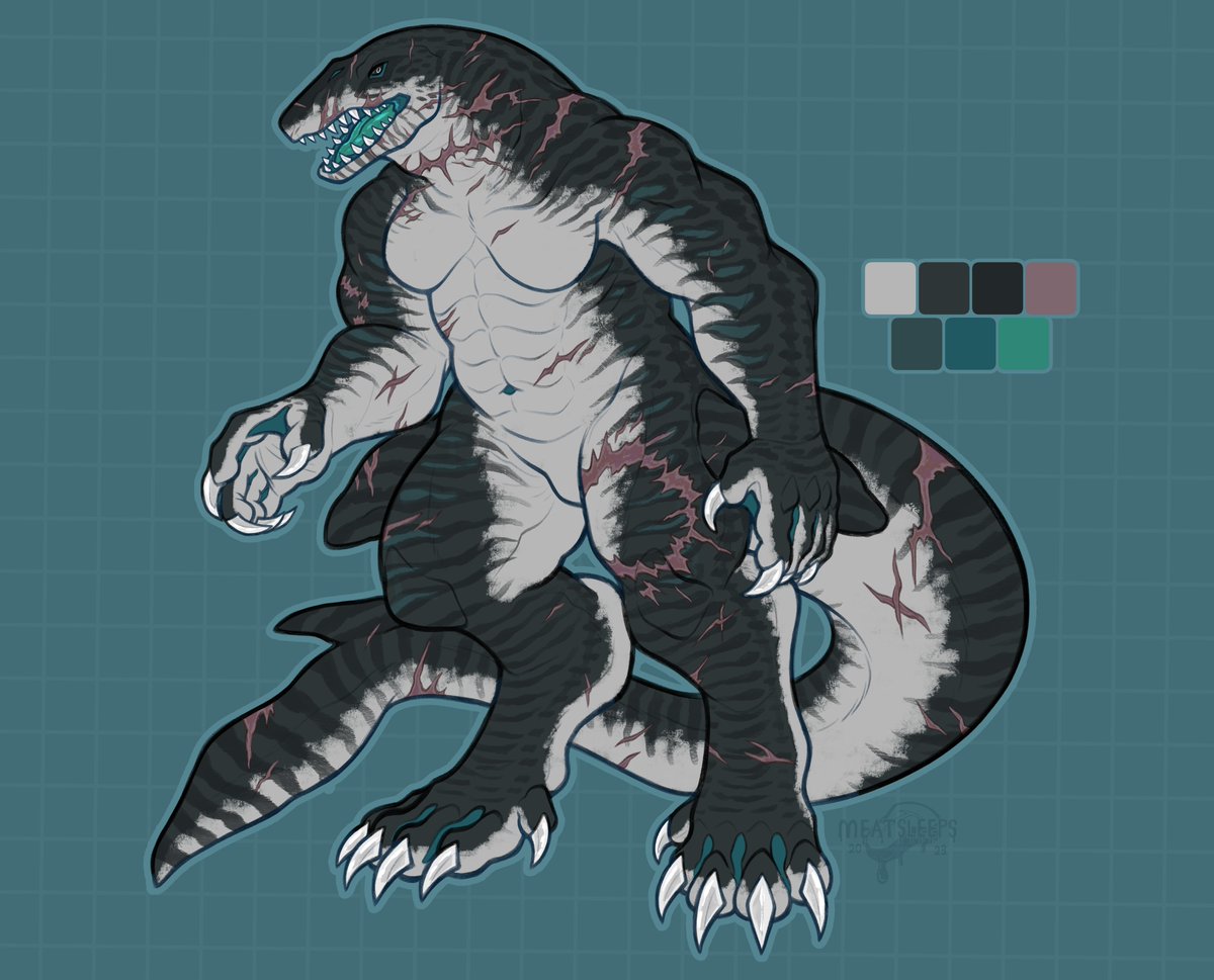 were-mosasaur character design!🌕🦈🌊