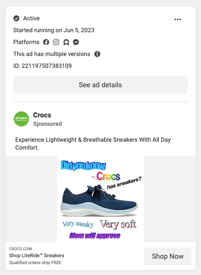 hello, plz appreciate this real life Crocs ad running right now