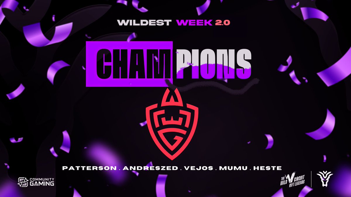 They've done it!

@WLGgr are the Champions of the #RiftLegends Wildest Week 2.0 🔥

Congratulations to the players for their brilliant performance throughout!