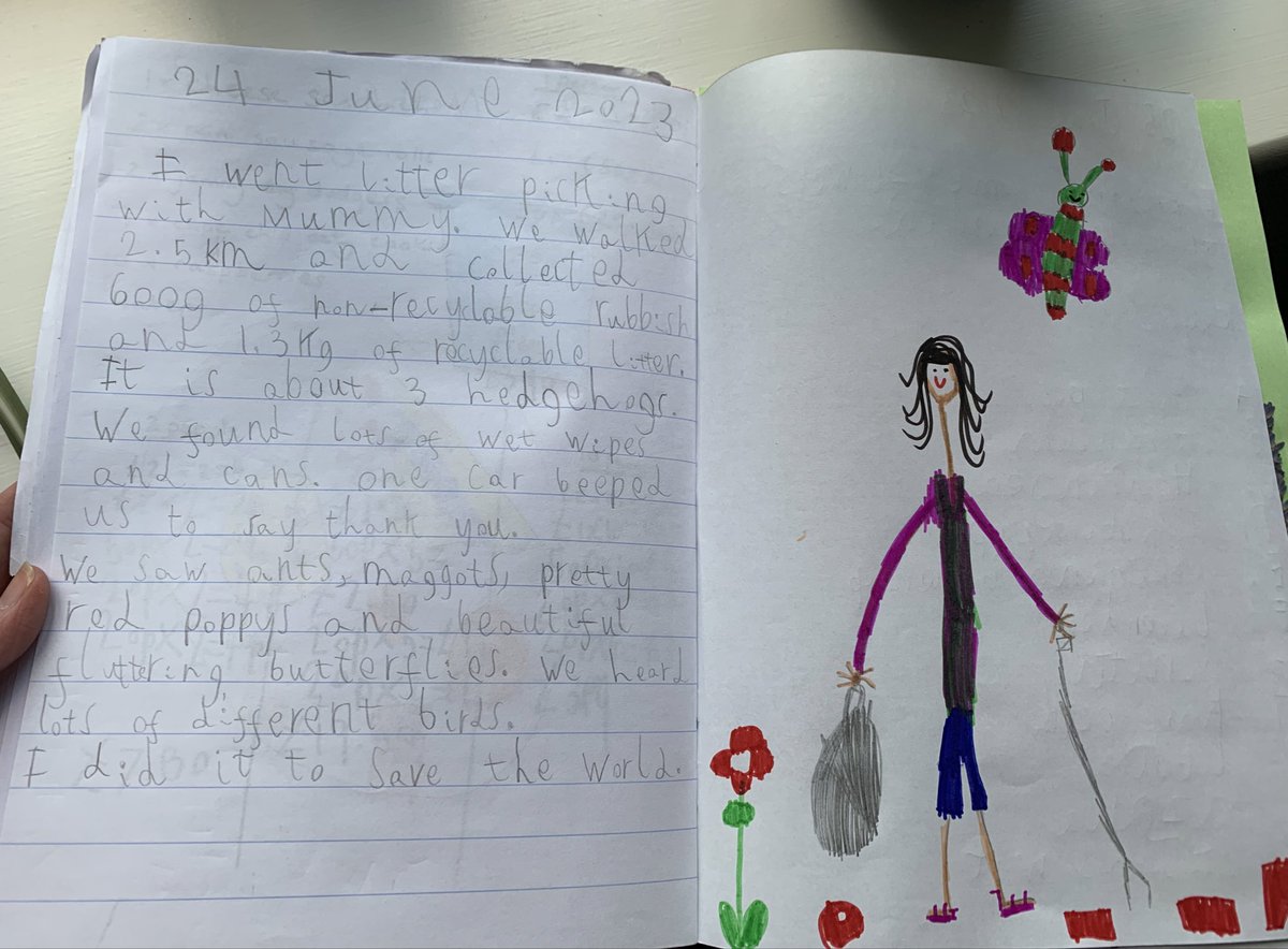 Took my little girl (6) #LitterPicking yesterday for #30dayswild and it makes my heart sing that she’s done it “to save the world” 💚 <a href="/WeAreCAWN/">Climate Action West Northants</a>