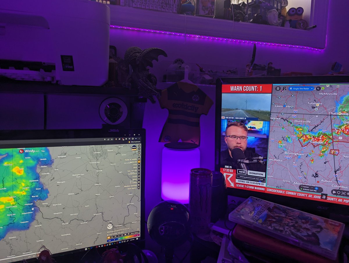 Watching <a href="/ryanhallyall/">Ryan Hall, Y’all</a> from my gaming setup here in Cincinnati. Glad to know the storm is starting to break up. #ryanhallyall #windy.com