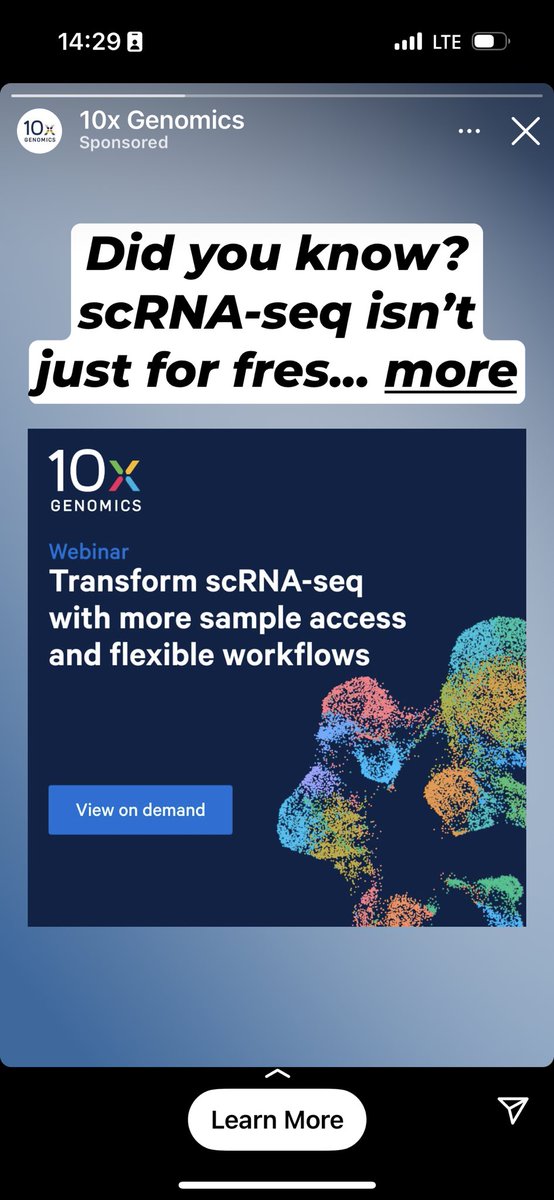 Just finished my conference talk about spatial transcriptomics this morning at NAMOS Vancouver and then soon I get an ad from 10x genomics on my instagram story. Thanks my phone for listening to my talk so carefully. ;)