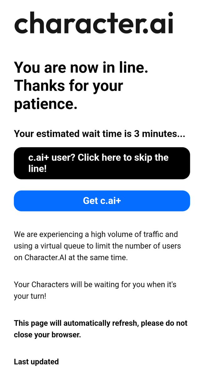 JulioHeart1's tweet image. i have been waiting in line for 3 minutes for 2 hours for character ai. send help.